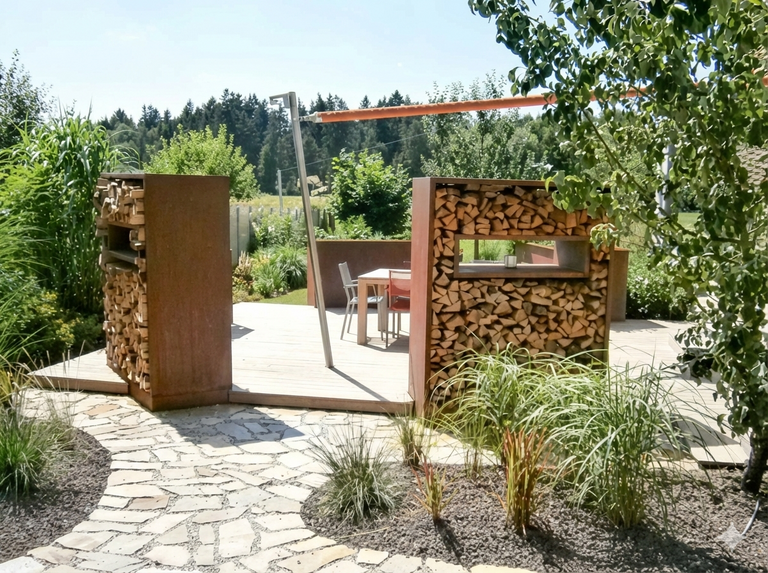 cortenstahl-sichtschutzwand