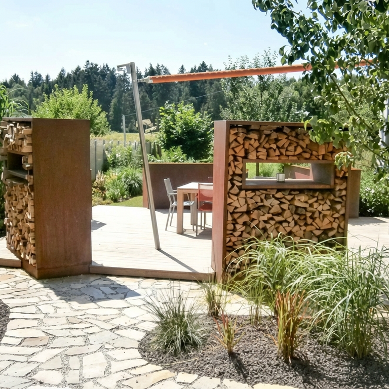 cortenstahl-sichtschutzwand